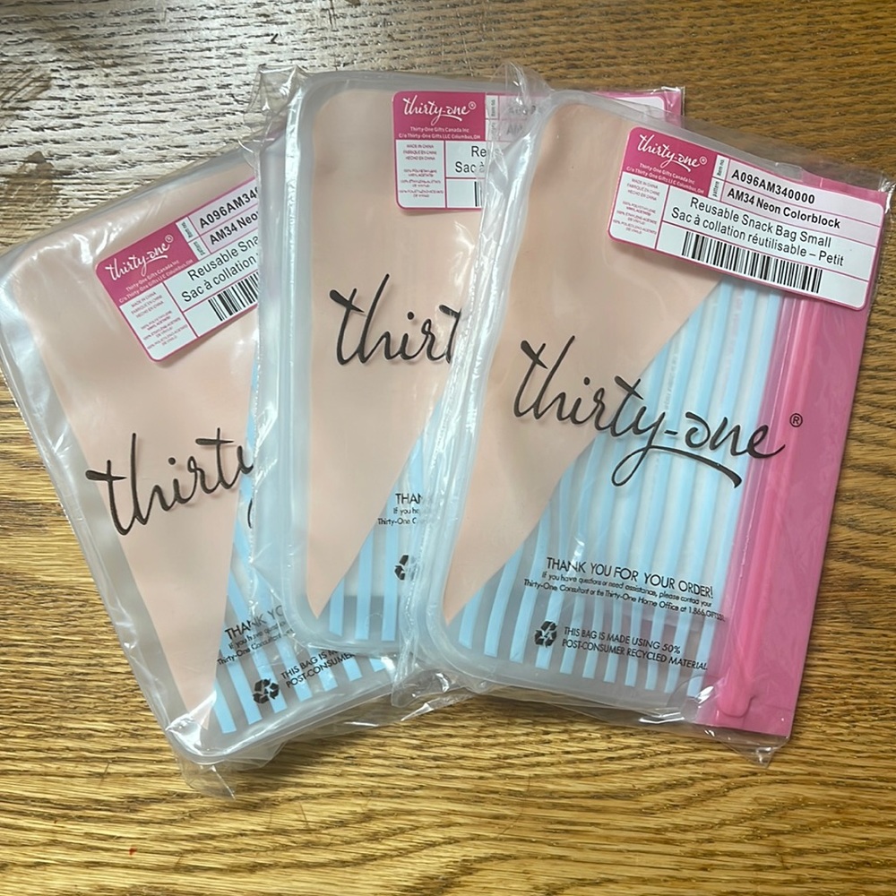 Thirty-one Set of 3 Reusable Snack Bags